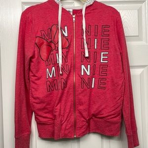 Minnie Disney red hoodie zip up size M